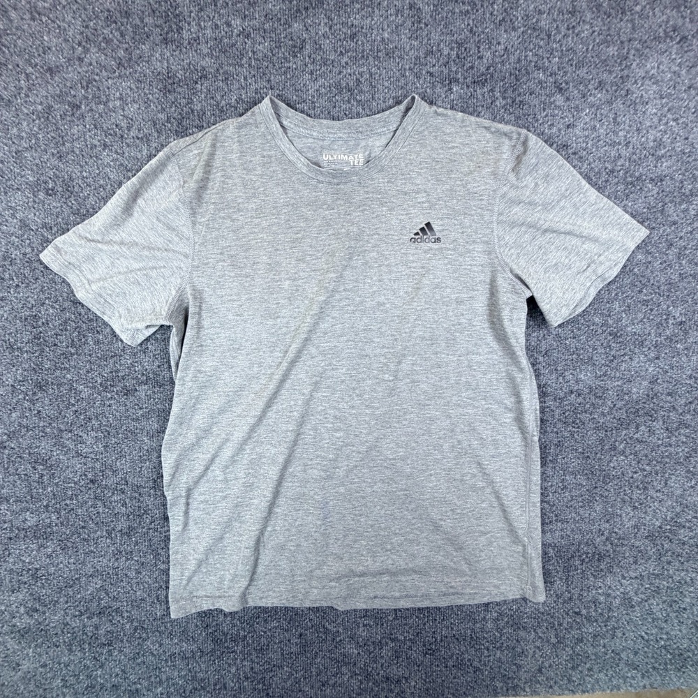 Adidas Climalite Ultimate T Shirt Mens L Heather Gray Logo Cottonโ Short Sleeve